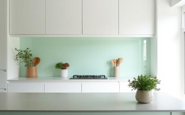 Rekkehus i St. Hanshaugen - kjøkken med moderne preg og myke mintfarger